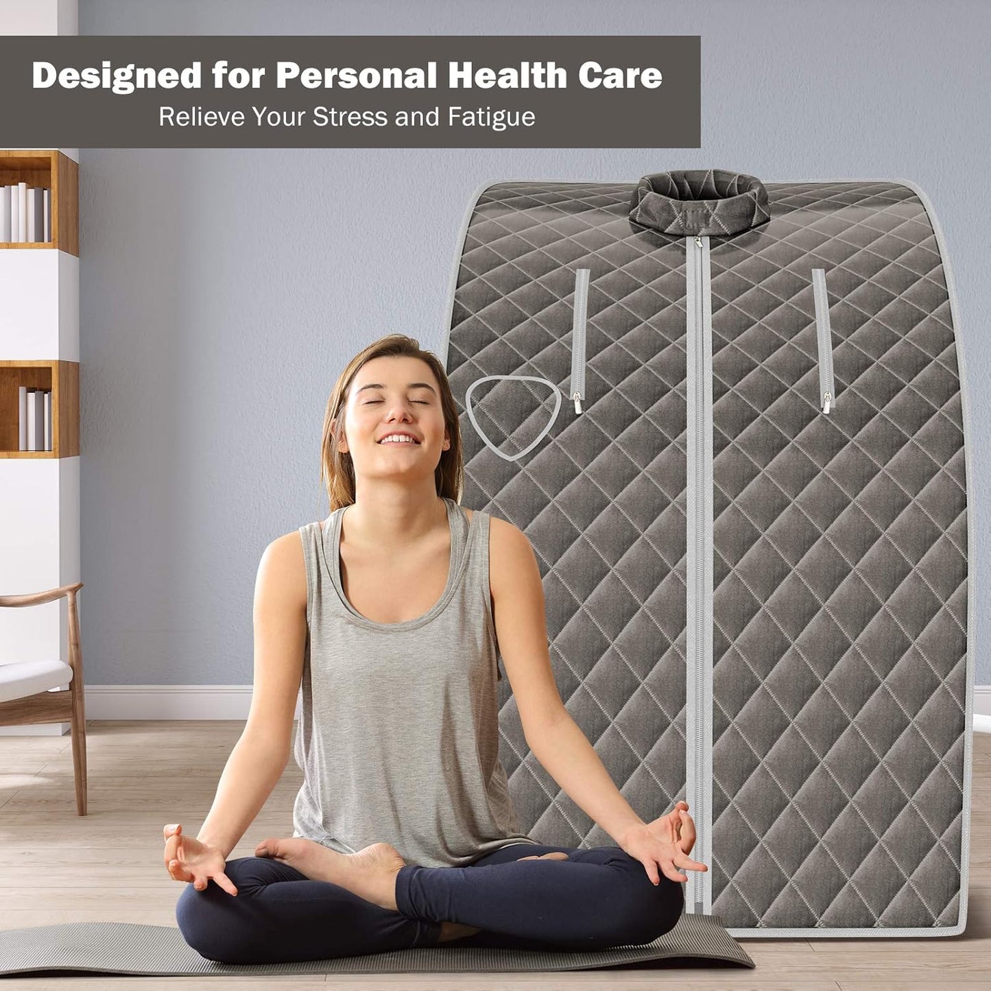 Portable Steam Sauna, 3L Personal Sauna Tent with Remote Control, 9-Level Temperature and Timer, Atomization Function, Foldable Spa Sauna for Weight Loss, Detox Relaxation at Home (Grey)