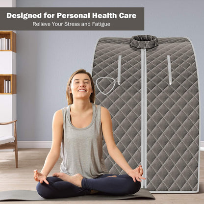Portable Steam Sauna, 3L Personal Sauna Tent with Remote Control, 9-Level Temperature and Timer, Atomization Function, Foldable Spa Sauna for Weight Loss, Detox Relaxation at Home (Grey)