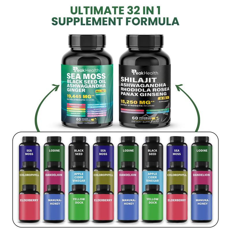 Sea Moss & Shilajit Dynamic Vitality Bundle - 60 Count