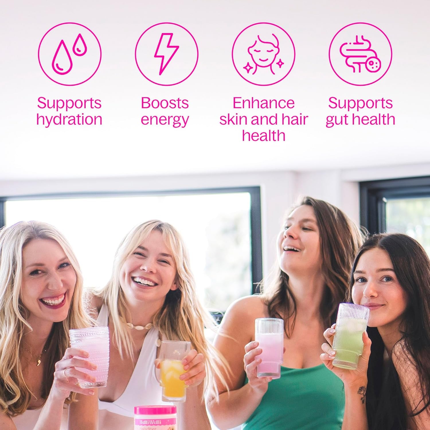 Daily Fiber Supplement Bundle for Women & Men – Premium Fiber Powder from Organic Acacia with Added Collagen, Electrolytes & Probiotics – No Bloat, Constipation & Gut Health Support (Watermelon)