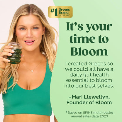 Superfood Greens Powder, Digestive Enzymes with Probiotics and Prebiotics, Gut Health, Bloating Relief for Women, Chlorella, Green Juice Mix with Beet Root Powder, 30 SVG, Berry